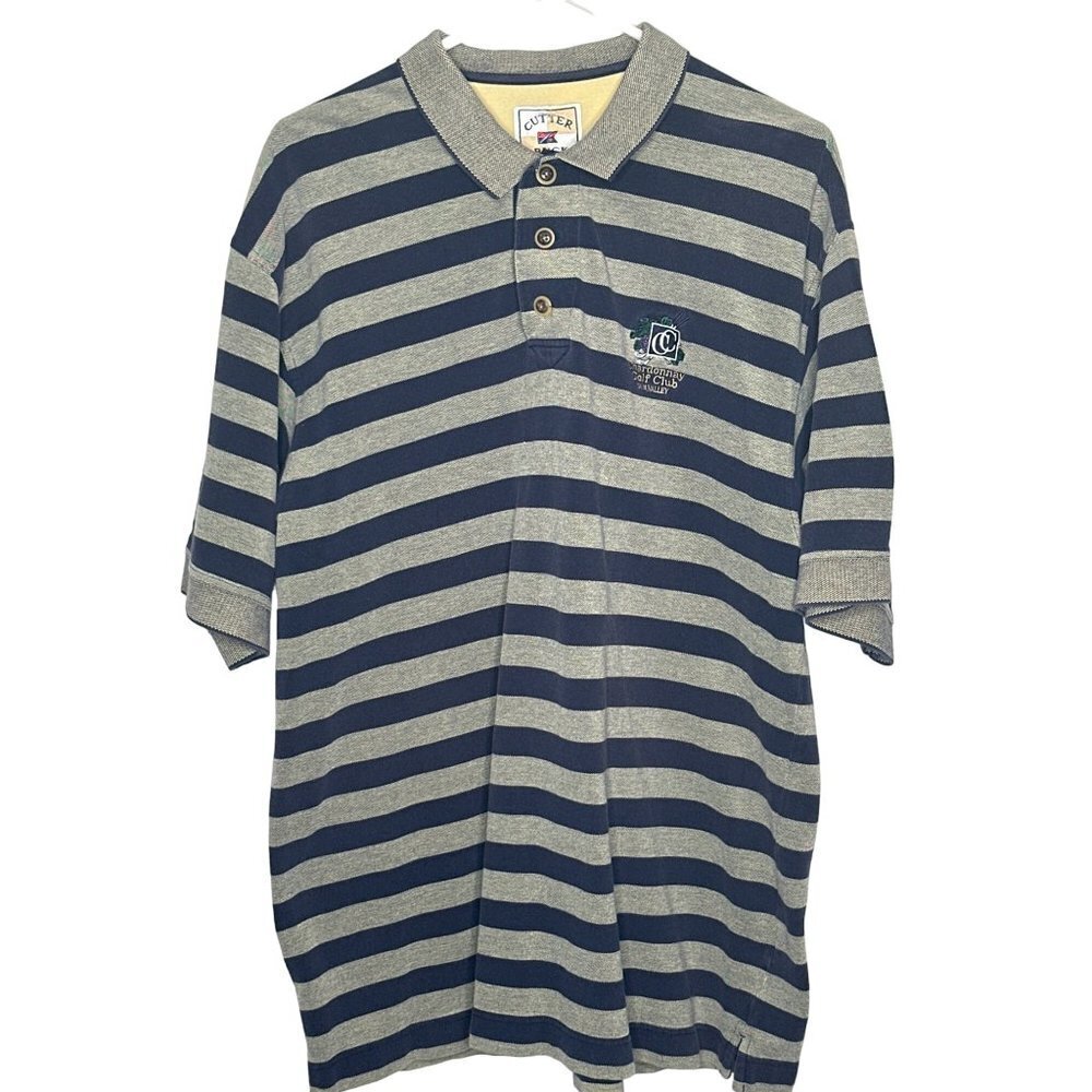 Cutter and Buck Chardonnay Golf Club Napa Valley mens stripe shirt size XL
